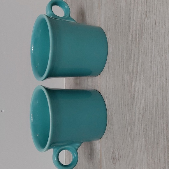 Fiesta Homer Laughlin Turquoise Ring Handle Coffee Mugs - Picture 4 of 10